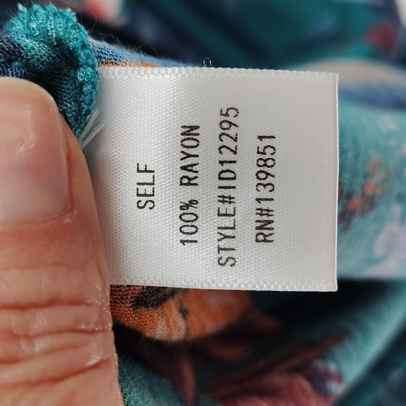 ODDI Teal Long Sleeve Floral Print Collared V-Neck Mini Dress Size M ODDY - Picture 11 of 14